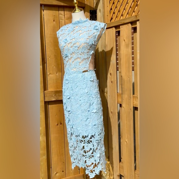🆕 BRONX & BANCO 🧿 NWOT Lidia Lace Midi Dress - Pastel Blue - Size UK 10 / US 6 - Picture 4 of 16